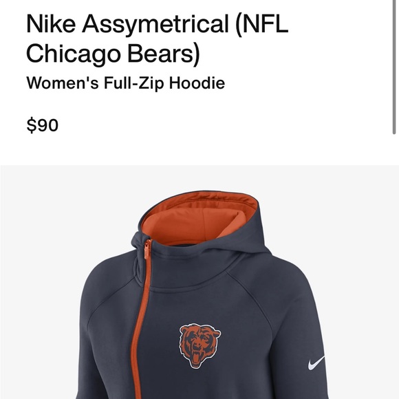 NWT! Nike Assymetrical (NFL Chicago Bears)
Women's Full-Zip Hoodie - Picture 2 of 8